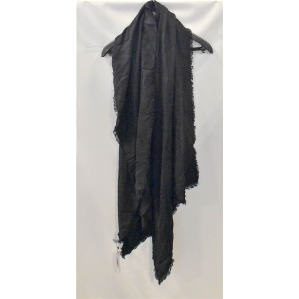 LARGE JESSIE FRINGED BLACK SCARF "THE DROP"