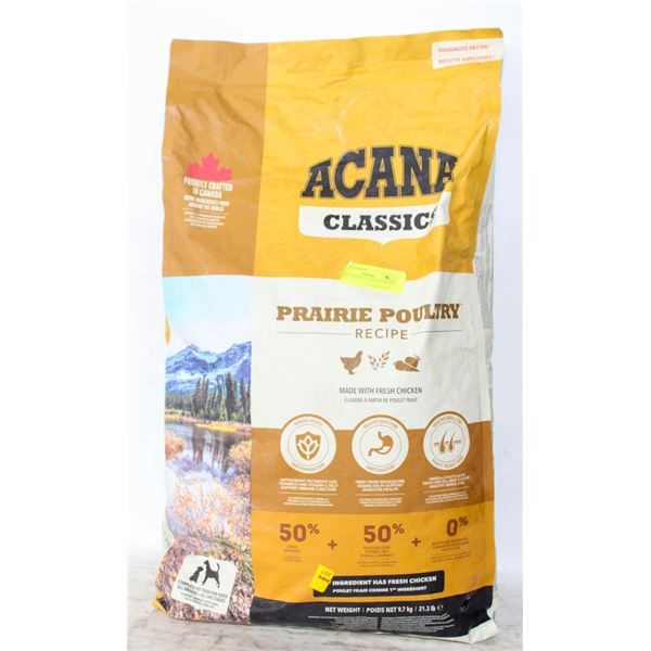 25LB ACANA PUPPY, ADULT, SENIOR POULTRY WILD