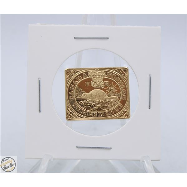 2001 SILVER/GP CANADA RCM 3 PENCE BEAVER STAMP