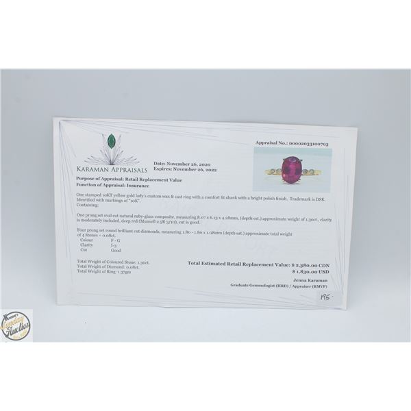 10KT YELLOW GOLD CUSTOM RING WITH OVAL CUT