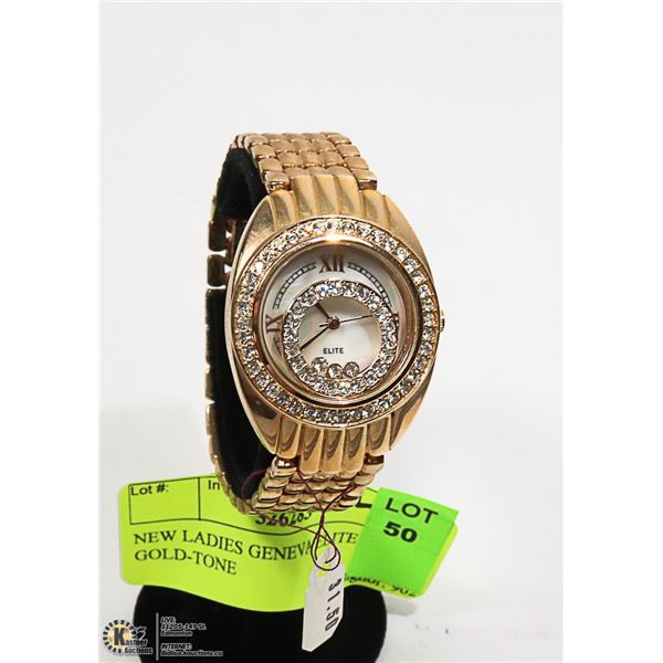 NEW LADIES GENEVA ELITE GOLD-TONE