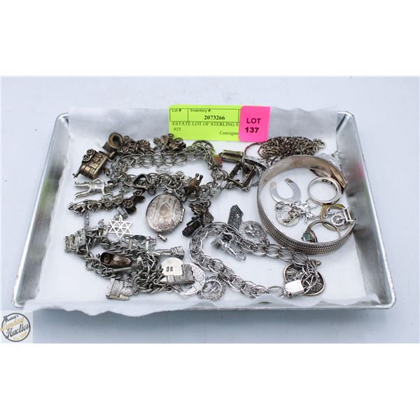 ESTATE LOT OF STERLING SILVER & .925