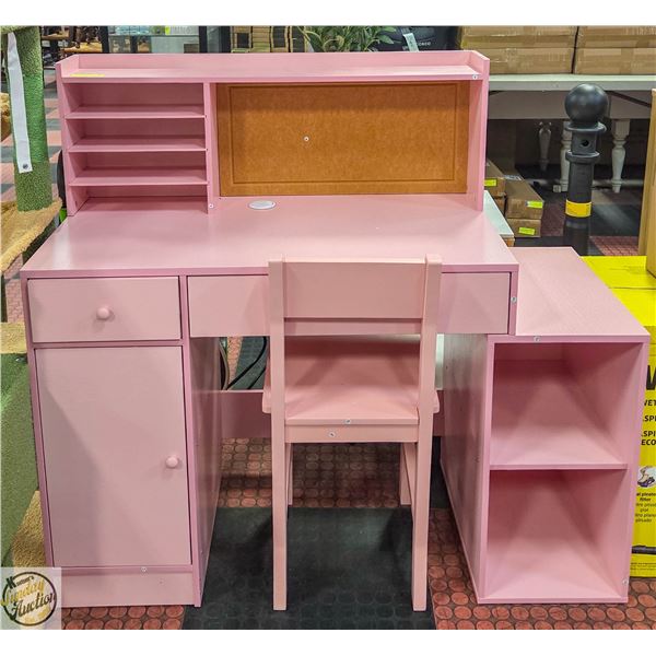 NEW ASSEMBLED PINK GIRLS DESK H-41" W-19" L-45"