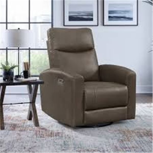 NEW COSTCO LEATHER POWER SWIVEL GLIDER RECLINER