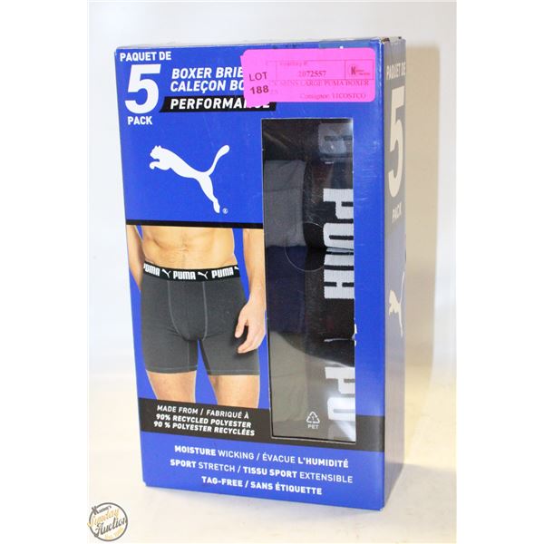 5 PACK MENS LARGE PUMA BOXER BRIEFS