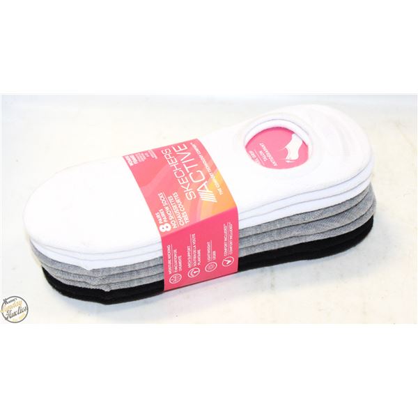 NEW SKECHERS ACTIVE 8 PAIRS NO SHOW SOCKS WOMENS