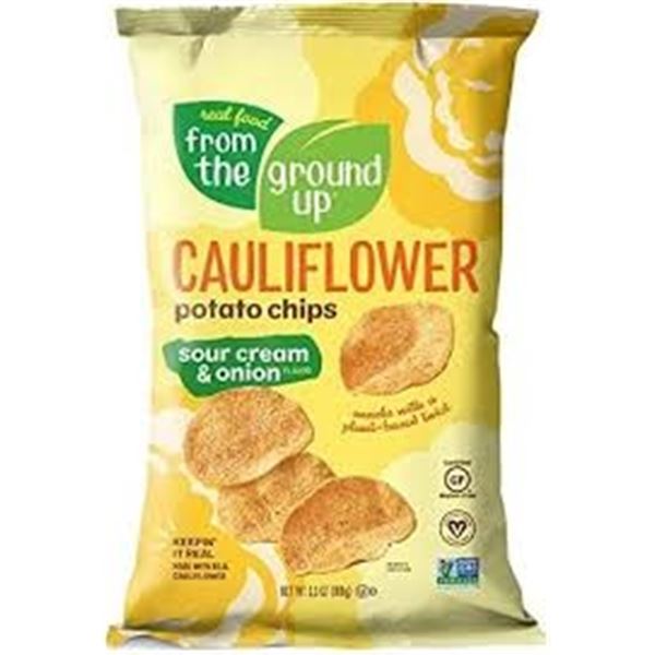 NEW 12 X 3.5 OZ GROUND UP SOUR CREAM & ONION CHIPS