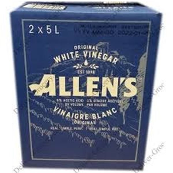 NEW 2 X 5L ALLENS ORIGINAL WHITE VINEGAR