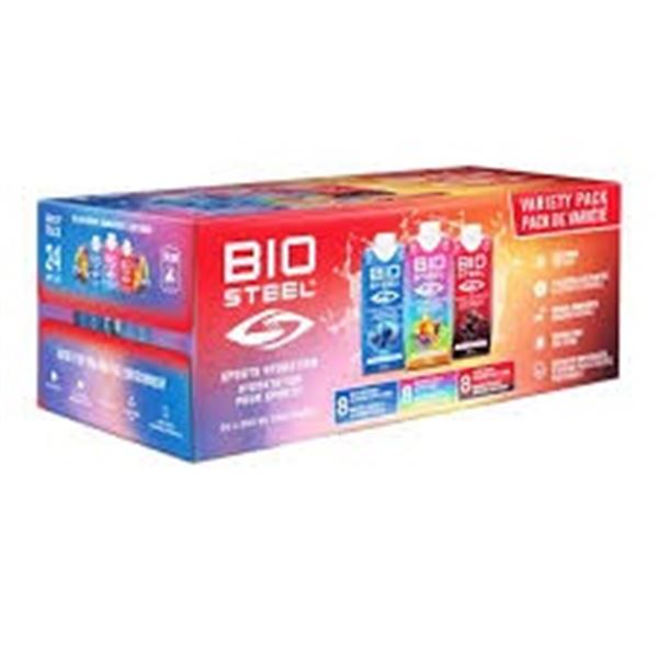 NEW WITH BOX 24 X 500ML BIOSTEEL VARIETY PACK