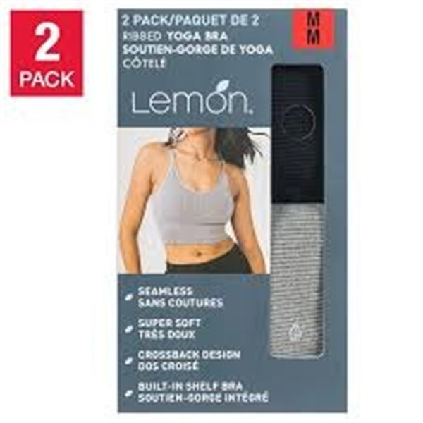 NEW LEMON 2 PACK XS RIBBED YOGA BRA