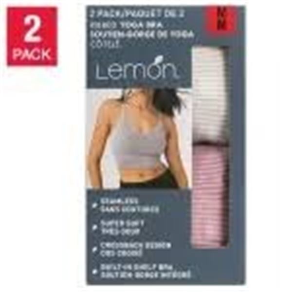 NEW LEMON 2 PACK SMALL RIBBED YOGA BRA