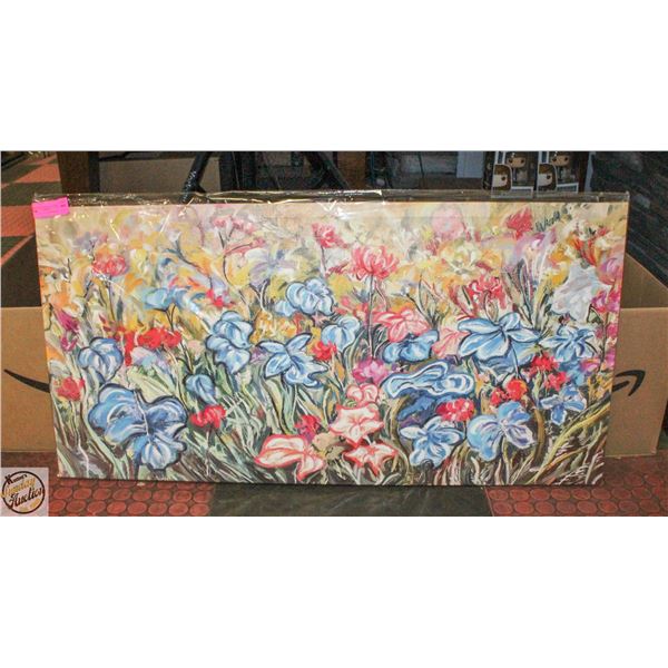 NEW 39 X 19.5" FLOWER PAINTING