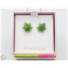 Image 1 : 14KT POST JADE EARRINGS IN BOX-ESTATE