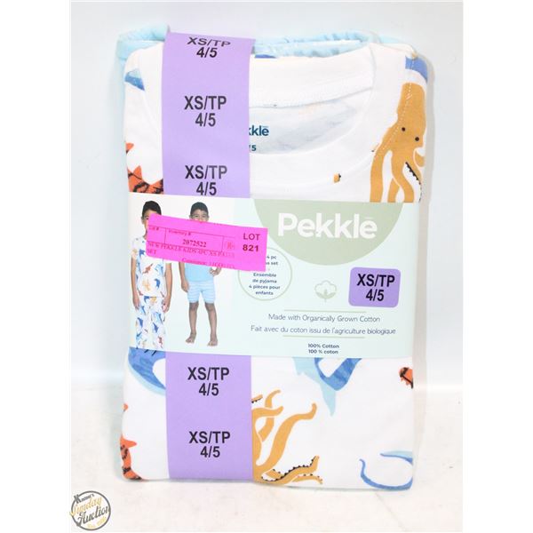 NEW PEKKLE KIDS 4PC XS PAJAMA SET