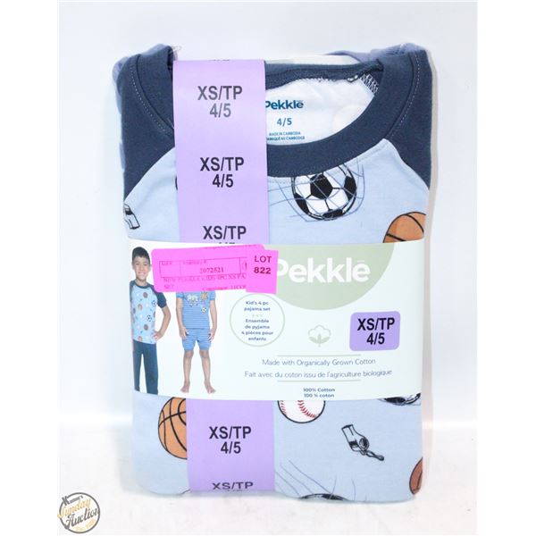 NEW PEKKLE KIDS 4PC XS PAJAMA SET