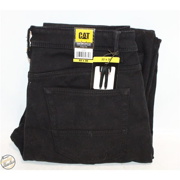 CAT 32 X 30 FLEECE LINED CANVAS PANTS BLACK