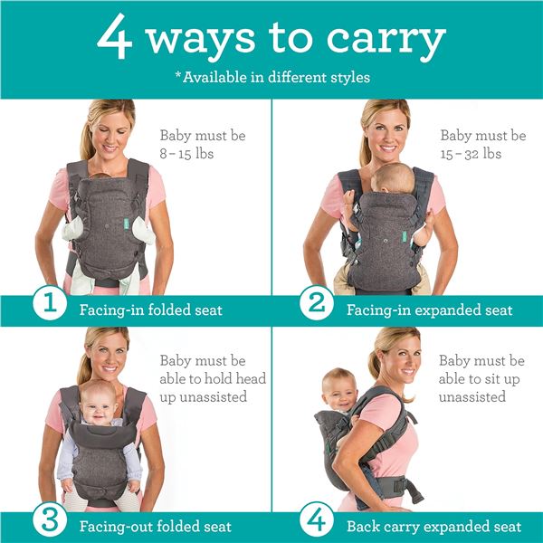 NEW W/BOX INFANTINO FLIP 4IN1 CONVERTIBLE CARRIER