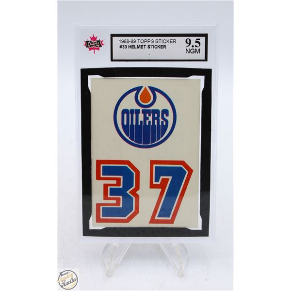 OILERS HELMET STICKER KSA 9.5 NGM TOPPS