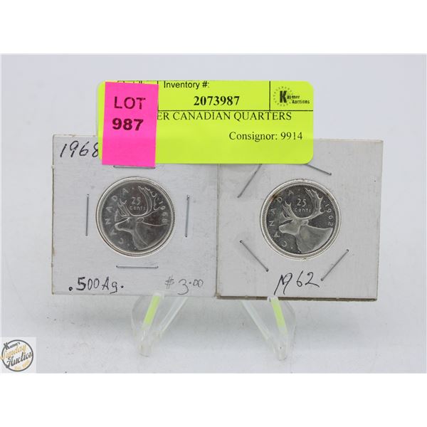 2 SILVER CANADIAN QUARTERS