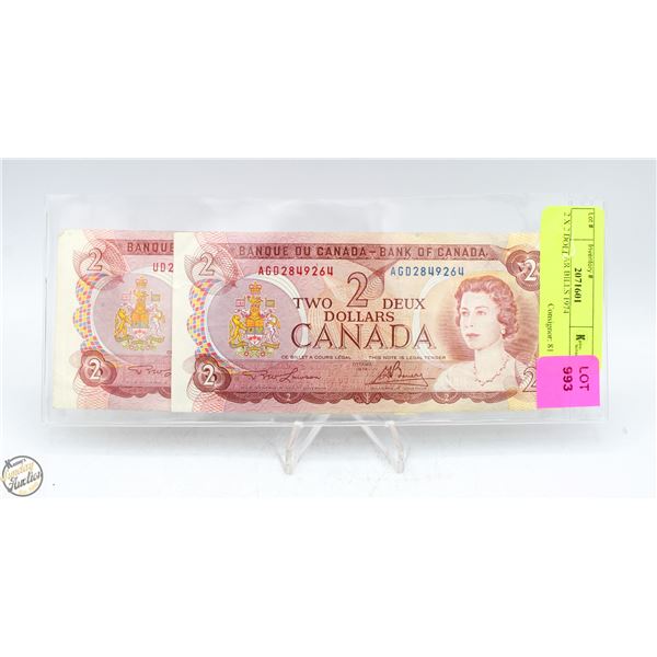 2 X 2 DOLLAR BILLS 1974