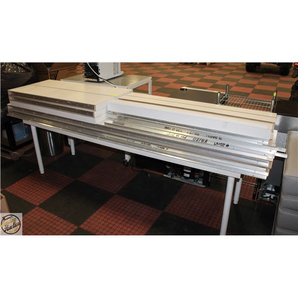 BAILIFF SEIZURE LONG TABLE WITH WALL MOUNT SHELFS