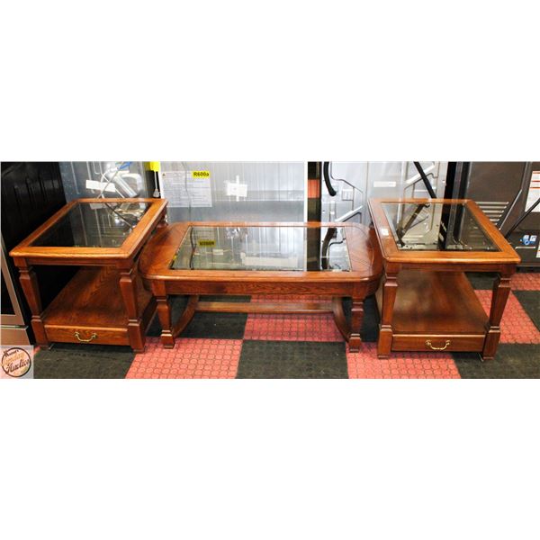VINTAGE WOOD 3 PIECE COFFEE TABLES
