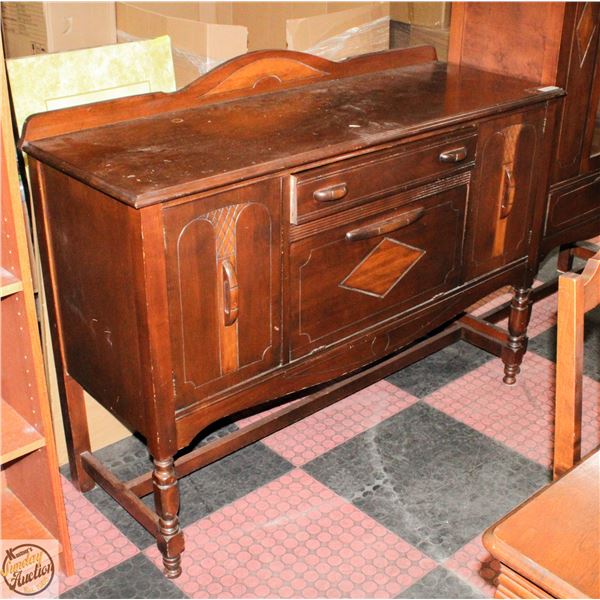 ESTATE WOOD DISPLAY CABINET H-37.5" W-18" L-52"