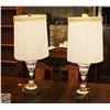 Image 1 : 2 TALL FLORAL VINTAGE LAMPS WITH FRINGE H-32.5"