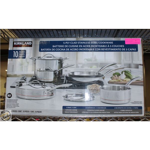 NEW WITH BOX KIRKLAND 10 PC STEEL COOKWARE SET