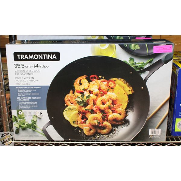 TRAMONTINA 35.5CM CARBON STEEL WOK