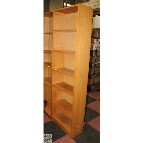 BOOKSHELF- OAK 6 SHELF- 79" X 24" X 11"