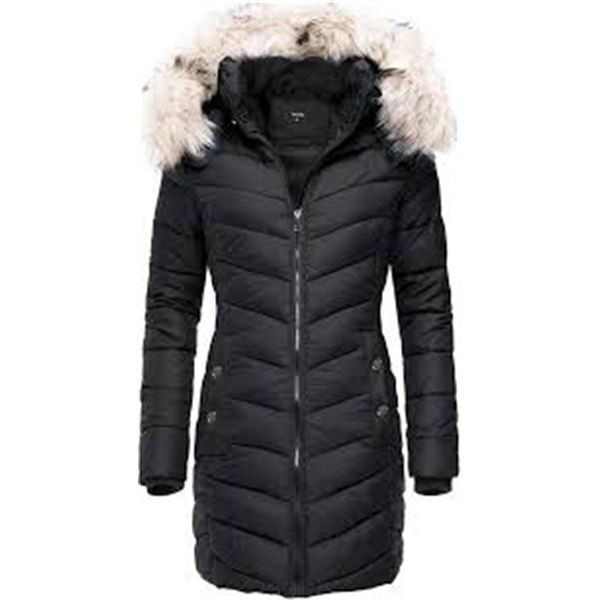 NEW NUTEXROL LARGE BLACK FAUX FUR HOODED JACKET