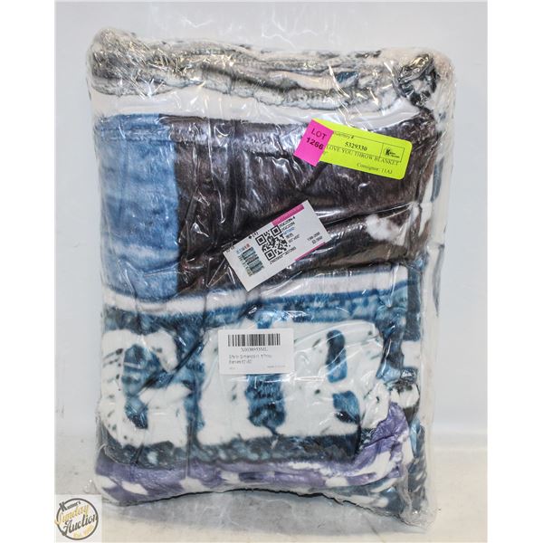 NEW I LOVE YOU THROW BLANKET 60 X 80"