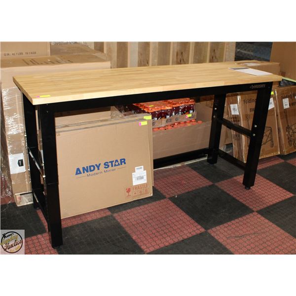 HUSKY 72" METAL/WOOD ADJUSTABLE HEIGHT WORKBENCH