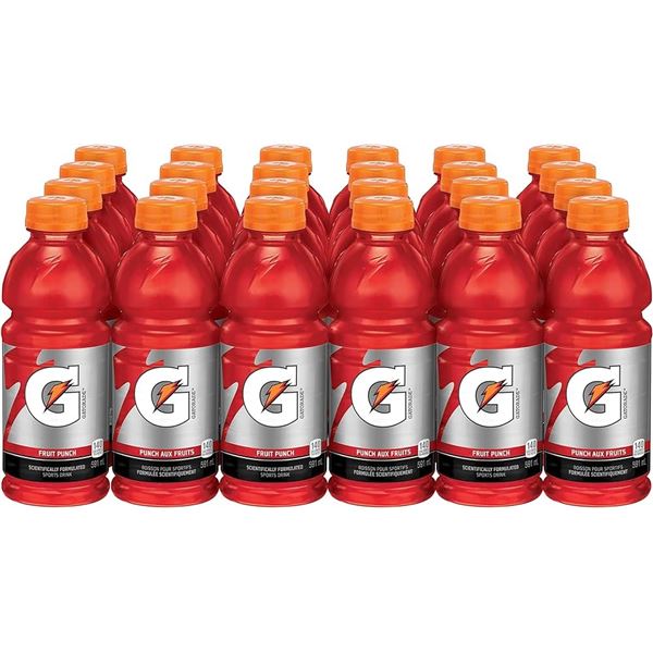 CASE WITH 24 591ML BOTTLES OF GATORADE FRUIT PUNCH