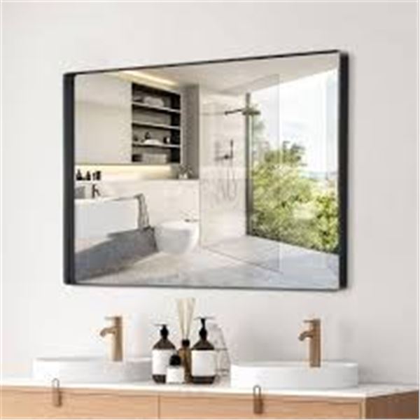 NEW NARCISSUS WALL MIRROR 40 X 30" BLACK