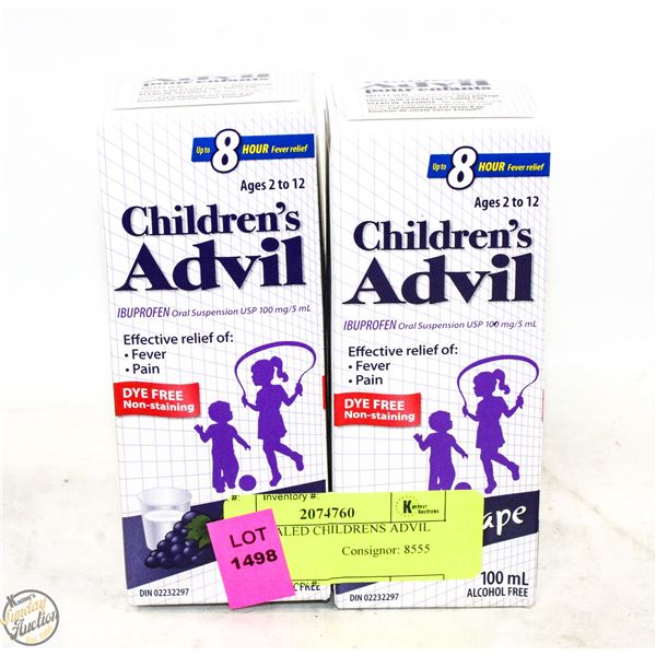 2 NEW SEALED CHILDRENS ADVIL DYE FREE