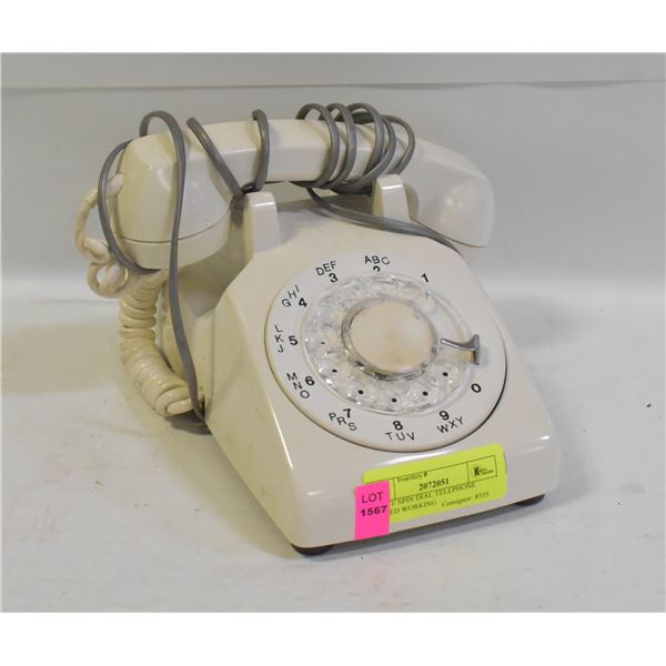 VINTAGE WHITE SPIN DIAL TELEPHONE TESTED WORKING
