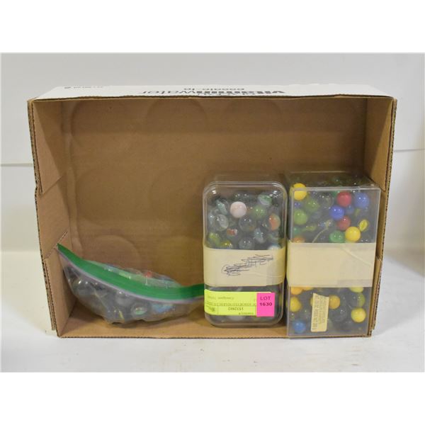FLAT OF ASSORTED MARBLES (BIG + SMALL)