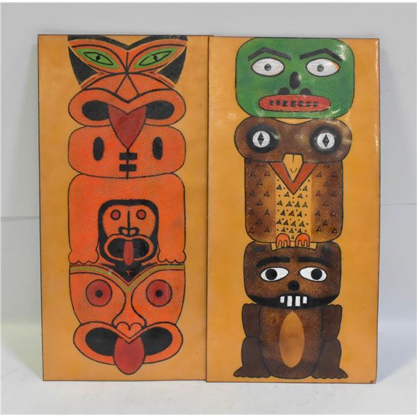 2 METAL TOTEM POLE PIECES