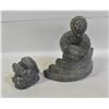 Image 1 : 2 INUIT WOLF SCULPTURES 7" TALL & 3.5" TALL