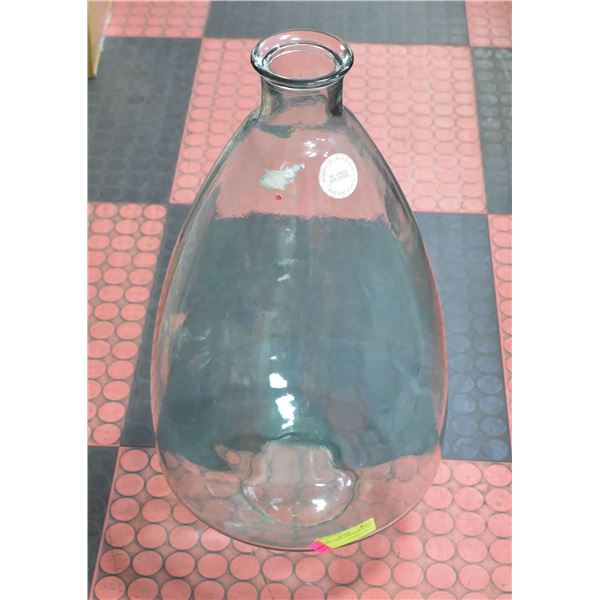 LARGE FLOWER VASE CLEAR BLUE