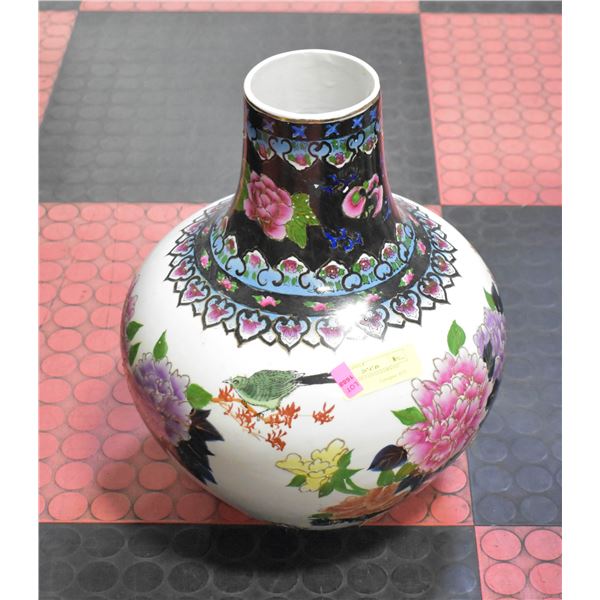 LARGE HAND PAINTED ORNATE VASE
