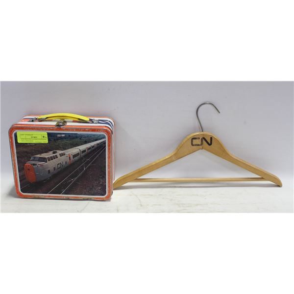 VINTAGE CN CLOTHES HANGER & TIN LUNCH BOX