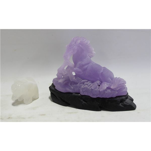 HANDCARVED PURPLE STONE HORSE ON