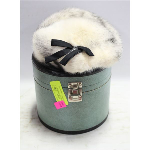 VINTAGE MINK FUR HAT WITH TRAVEL STORAGE