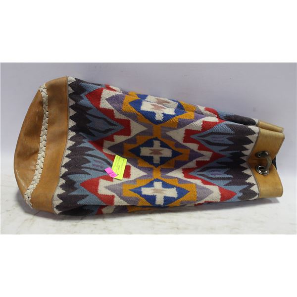 VINTAGE NAVAJO WEAVED/LEATHER