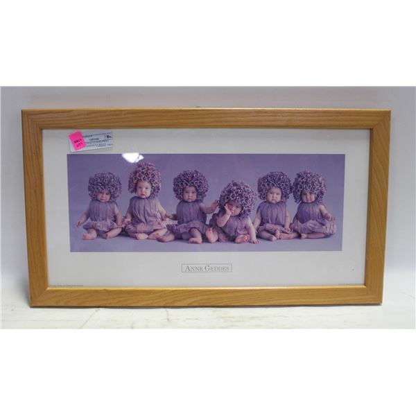 VINTAGE ANNE GEDDES PRINT PURPLE CATERBURY BELLS