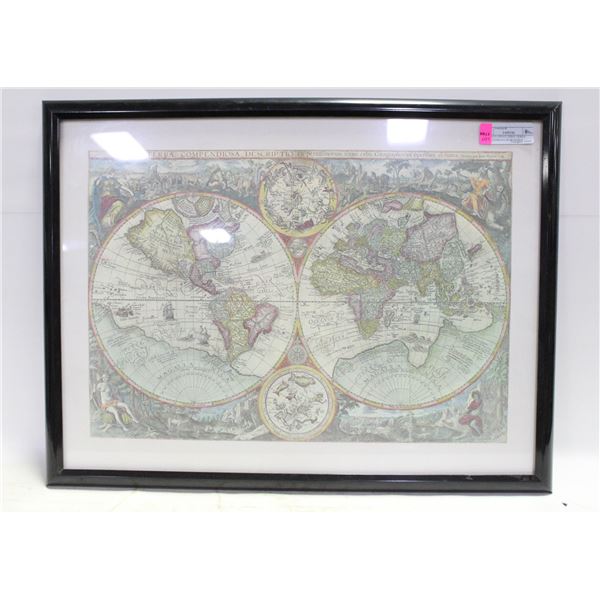 VINTAGE PRINT ORBIS TERRA COMPENDIOSA WORLD MAP