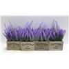 Image 1 : FOUR ARTIFICIAL LAVENDER AND WOODEN POTS